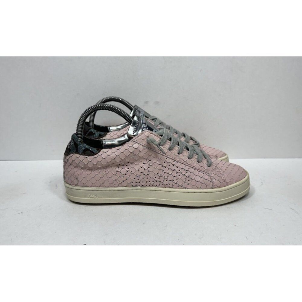P448 John Pink Python Low Top Sneaker Made in Italy Women’s Size 7 / 37